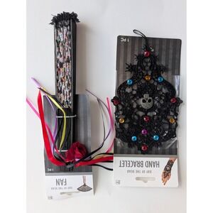 Day of the Dead Fan & Hand Bracelet Halloween Costume Accessories